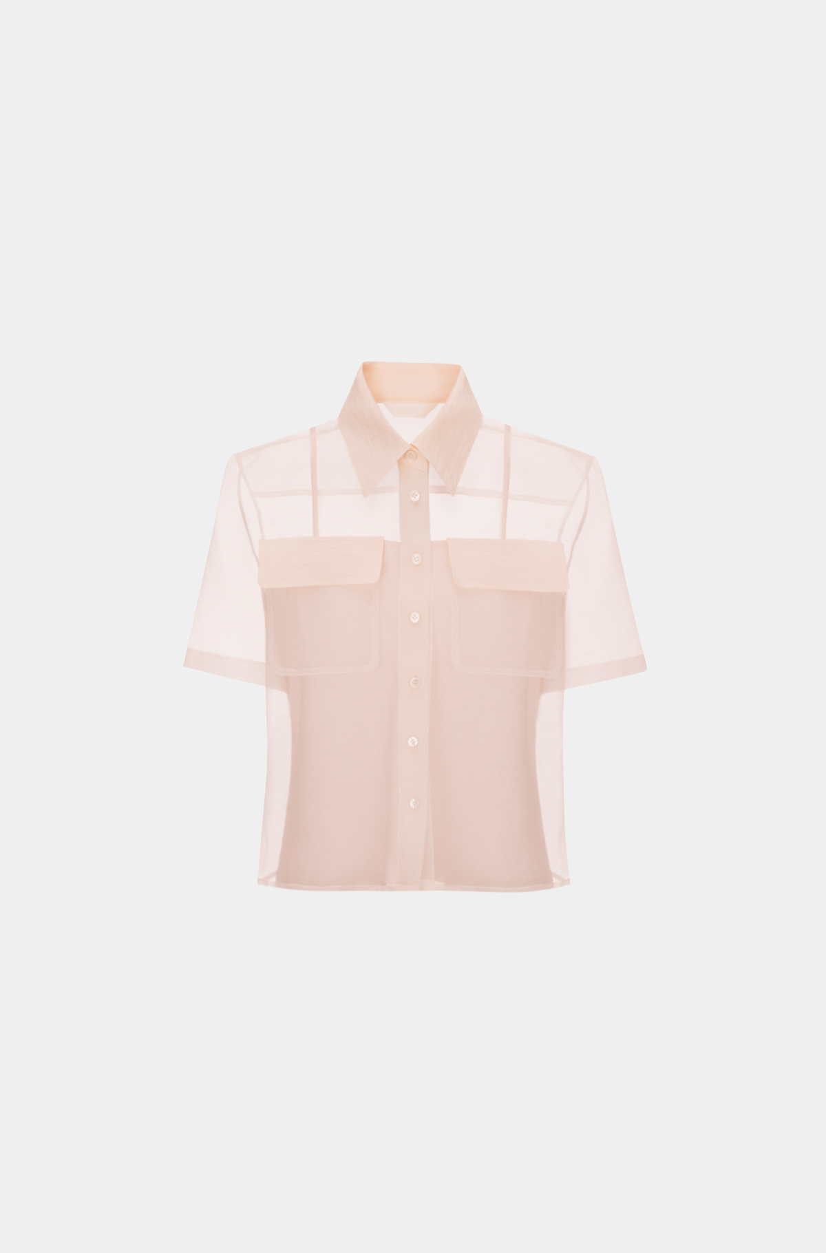 오간자 플랩 포켓 셔츠 - 샴페인 핑크